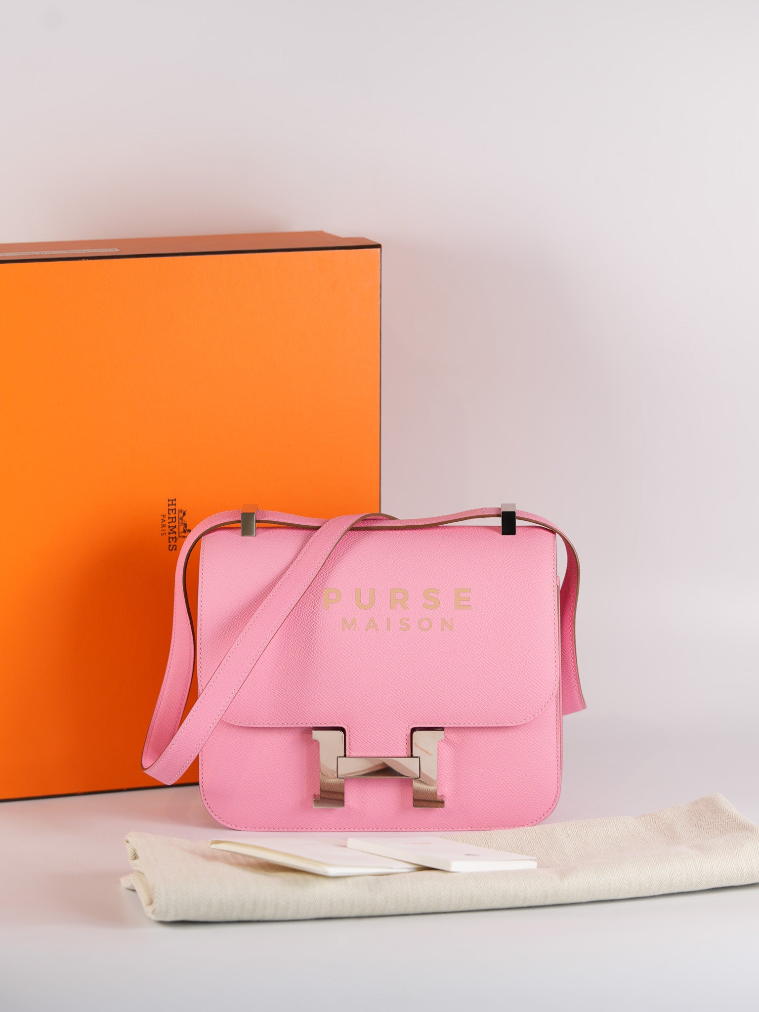 Constance 24 in Rose Confetti Epsom Leather Palladium Hardware Stamp Y (2020) | Purse Maison Luxury Bags Shop