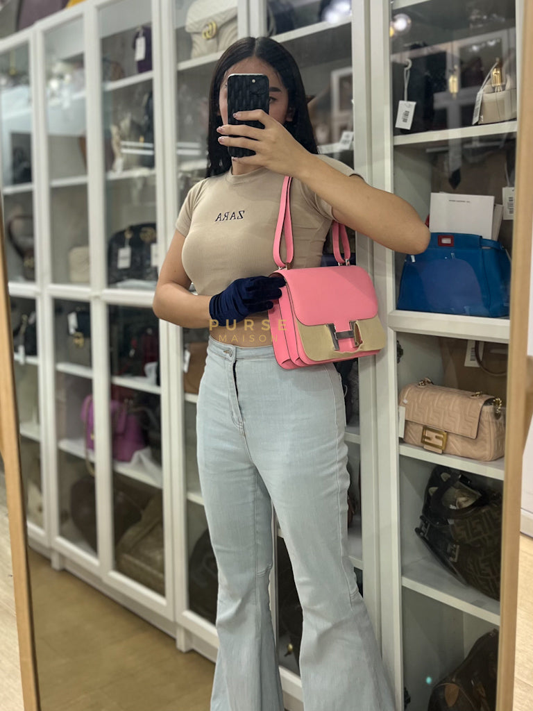 Constance 24 in Rose Confetti Epsom Leather Palladium Hardware Stamp Y (2020) | Purse Maison Luxury Bags Shop