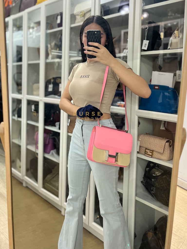 Constance 24 in Rose Confetti Epsom Leather Palladium Hardware Stamp Y (2020) | Purse Maison Luxury Bags Shop