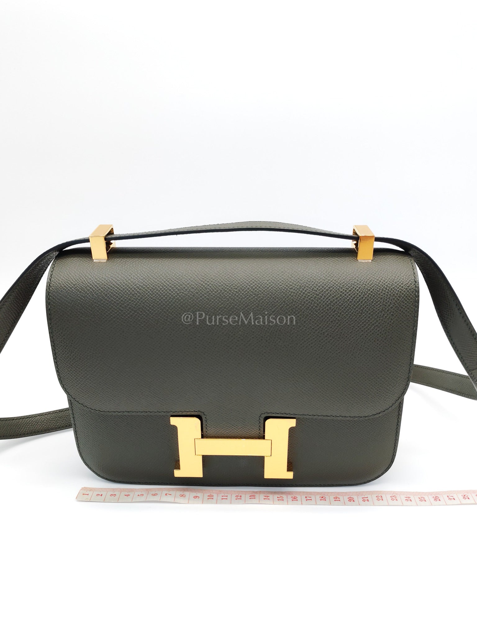 Constance 24 in Vert De Gris Epsom Leather Gold Hardware with Mirror Stamp U(2022) | Purse Maison Luxury Bags Shop