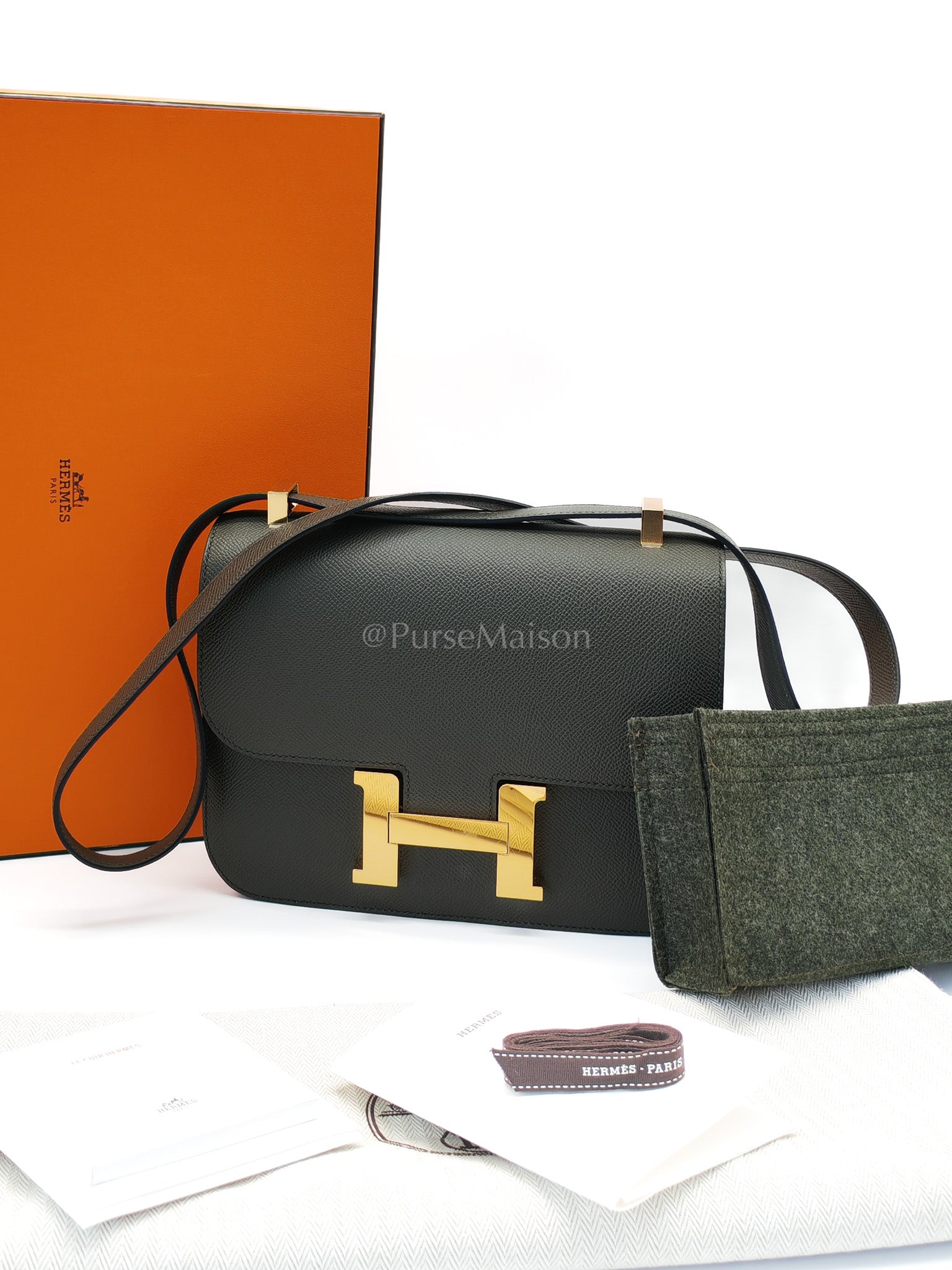 Constance 24 in Vert De Gris Epsom Leather Gold Hardware with Mirror Stamp U(2022) | Purse Maison Luxury Bags Shop