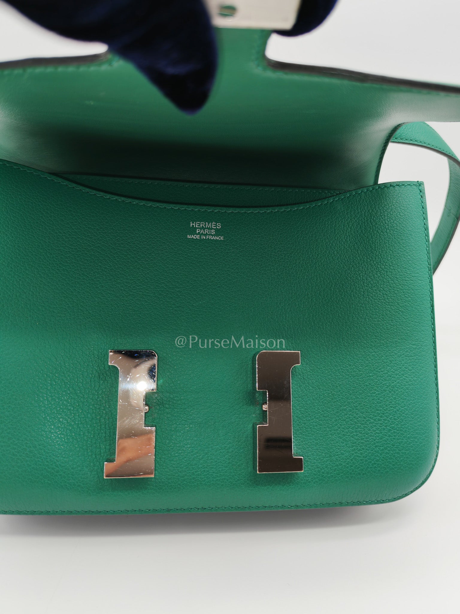 Constance 24 Vert Vertigo in Evercolor Leather and Palladium Hardware Stamp A (2017) | Purse Maison Luxury Bags Shop
