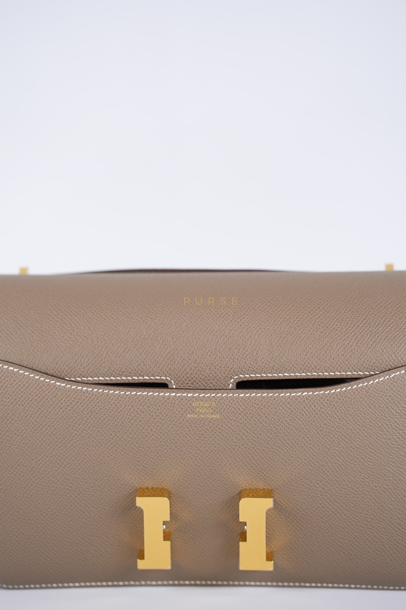 Constance Elan Etoupe In Epsom Leather and Gold Hardware Stamp W (2024) | Purse Maison Luxury Bags Shop