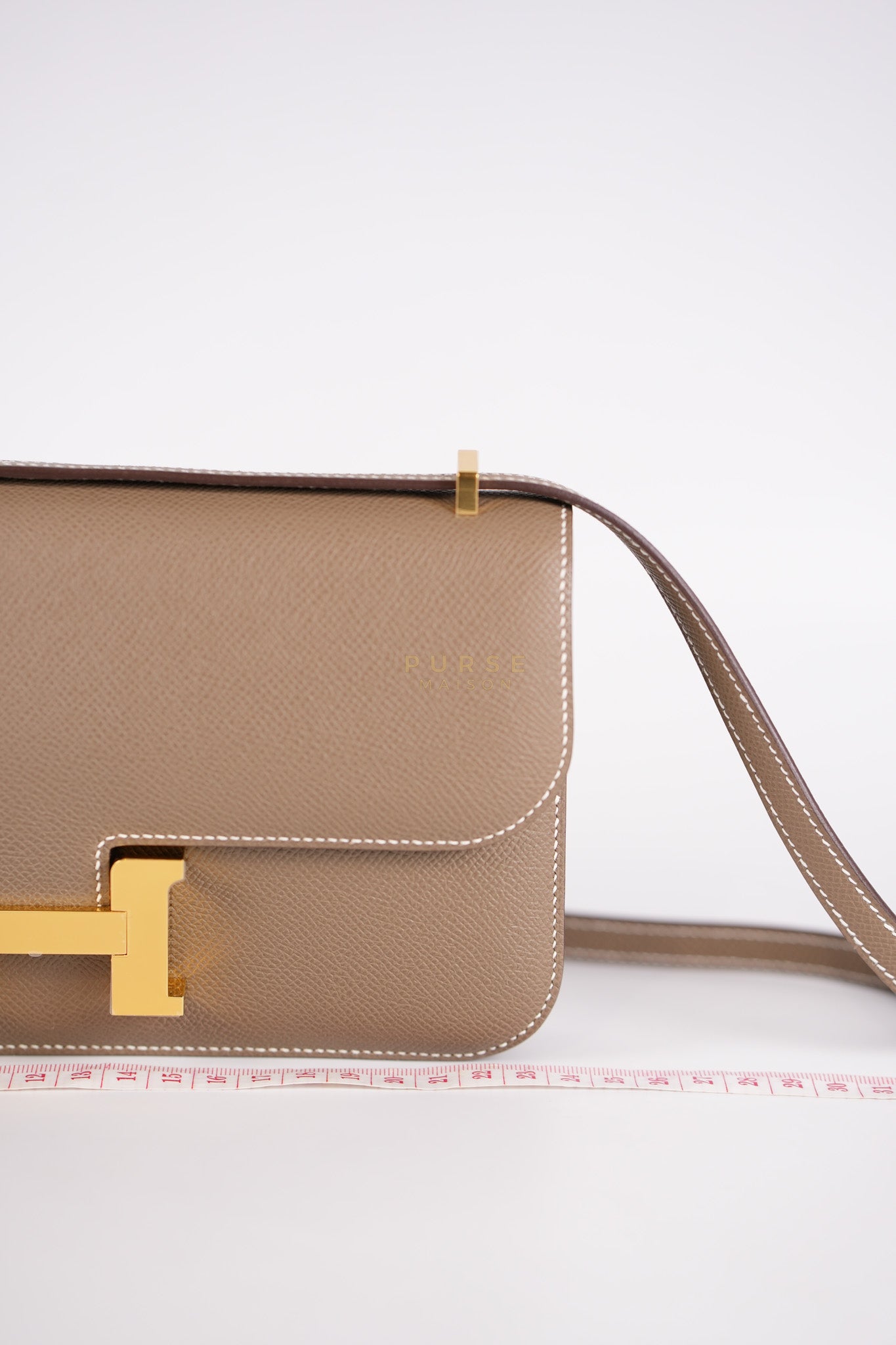 Constance Elan Etoupe In Epsom Leather and Gold Hardware Stamp W (2024) | Purse Maison Luxury Bags Shop