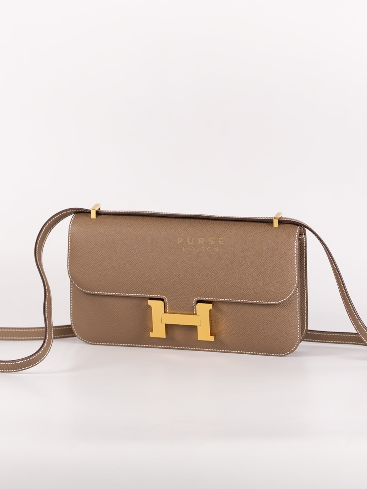 Constance Elan Etoupe In Epsom Leather and Gold Hardware Stamp W (2024) | Purse Maison Luxury Bags Shop