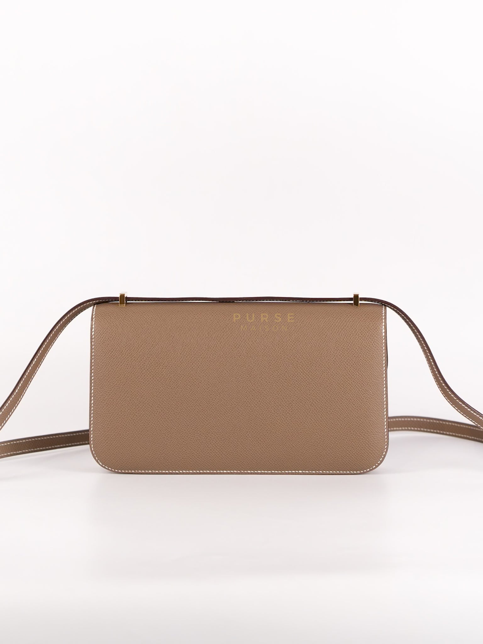 Constance Elan Etoupe In Epsom Leather and Gold Hardware Stamp W (2024) | Purse Maison Luxury Bags Shop