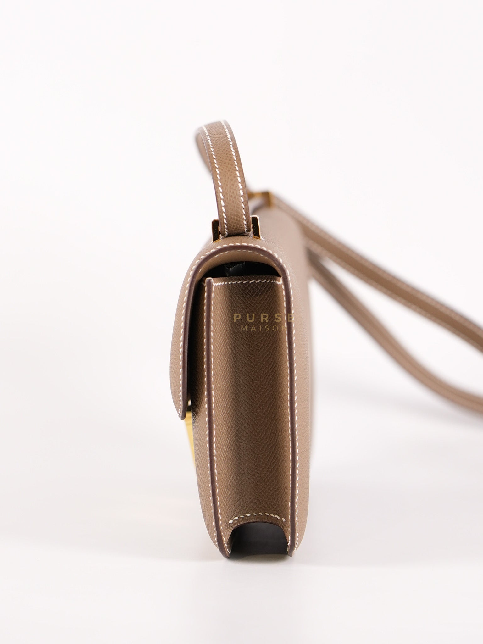 Constance Elan Etoupe In Epsom Leather and Gold Hardware Stamp W (2024) | Purse Maison Luxury Bags Shop