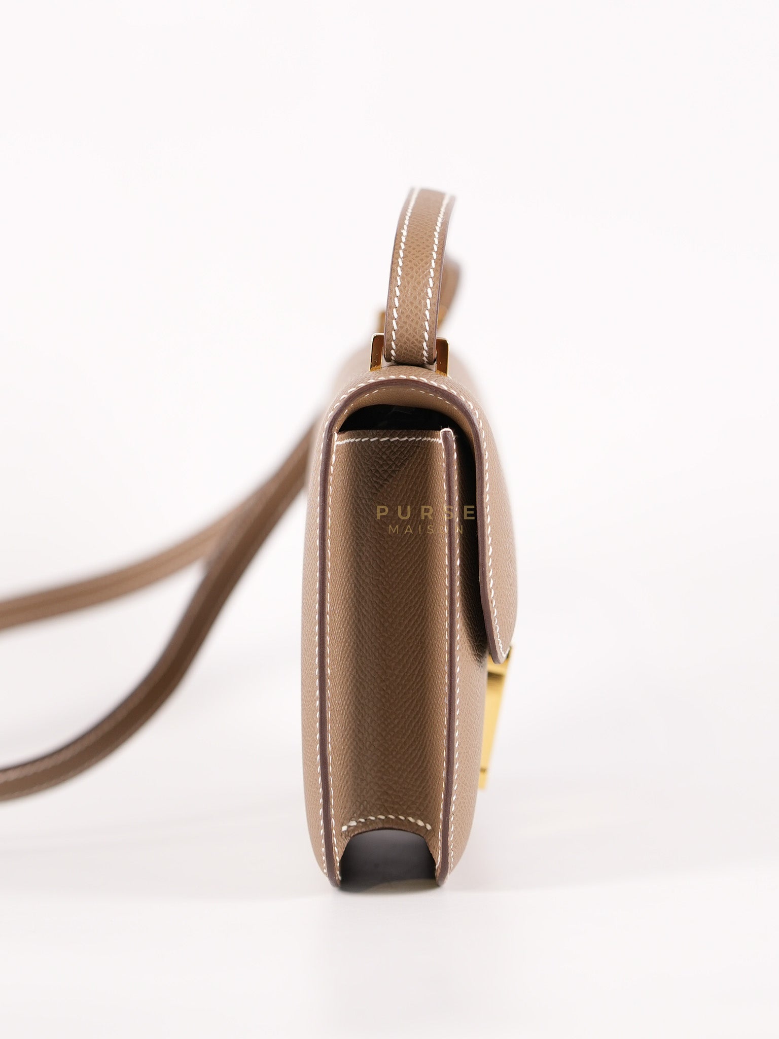 Constance Elan Etoupe In Epsom Leather and Gold Hardware Stamp W (2024) | Purse Maison Luxury Bags Shop