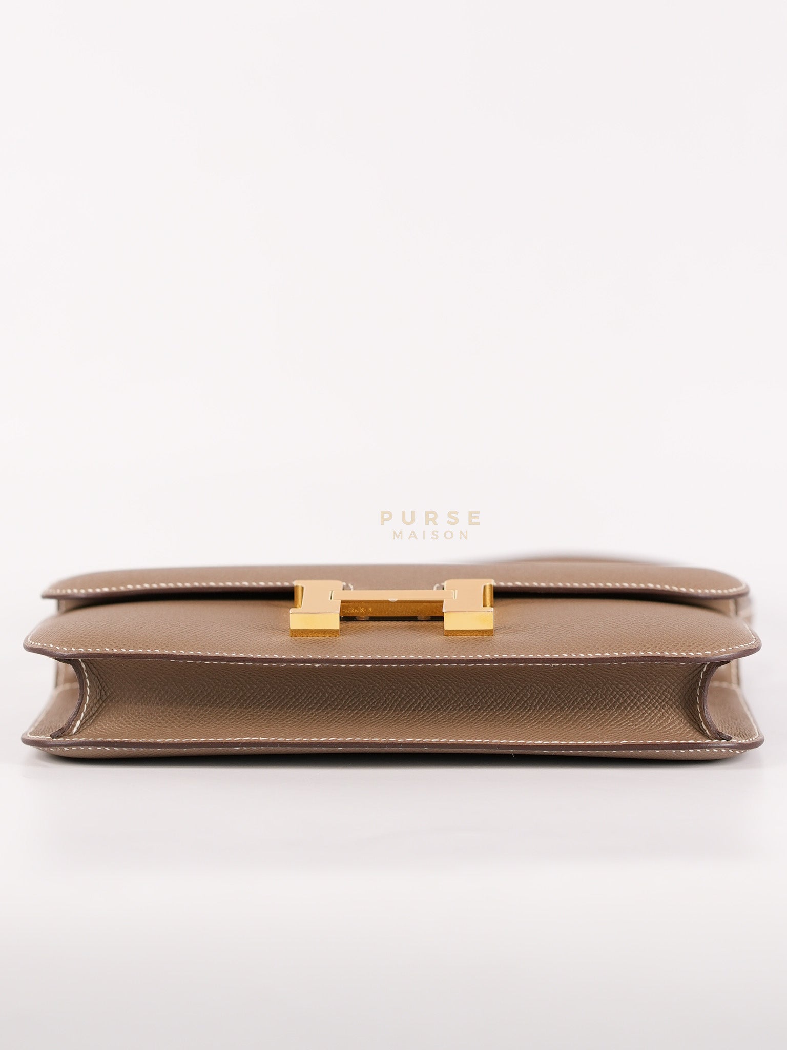 Constance Elan Etoupe In Epsom Leather and Gold Hardware Stamp W (2024) | Purse Maison Luxury Bags Shop