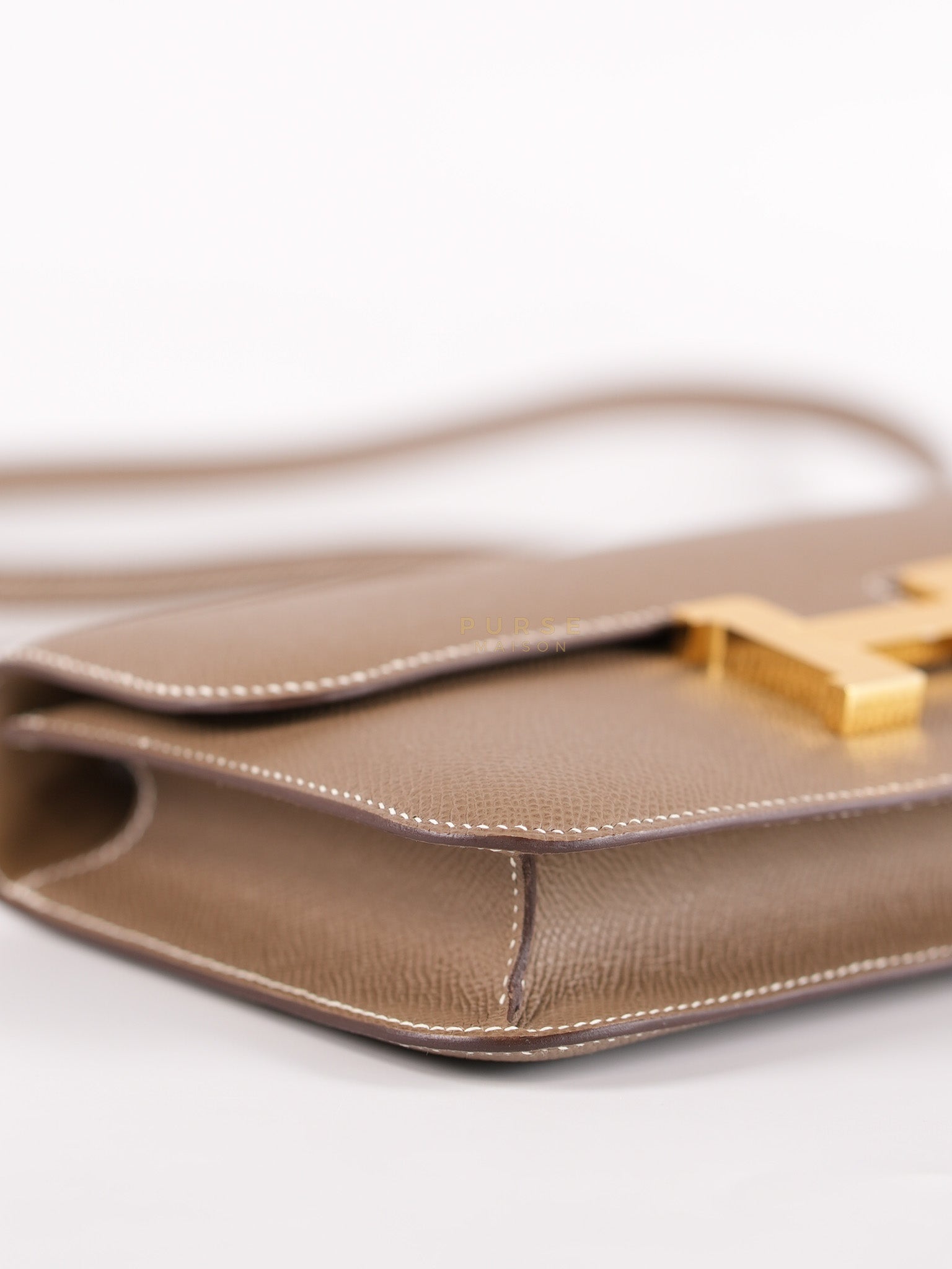 Constance Elan Etoupe In Epsom Leather and Gold Hardware Stamp W (2024) | Purse Maison Luxury Bags Shop