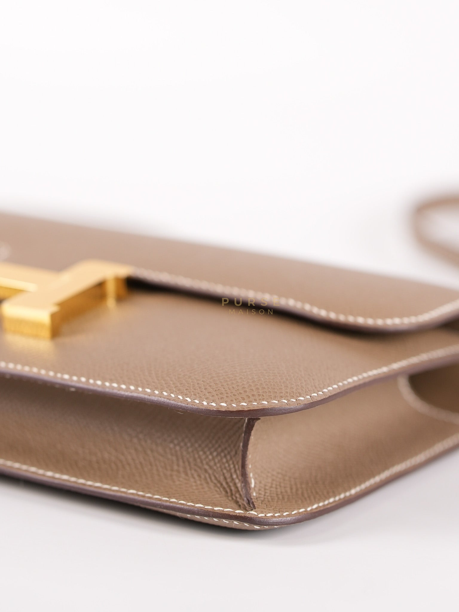 Constance Elan Etoupe In Epsom Leather and Gold Hardware Stamp W (2024) | Purse Maison Luxury Bags Shop