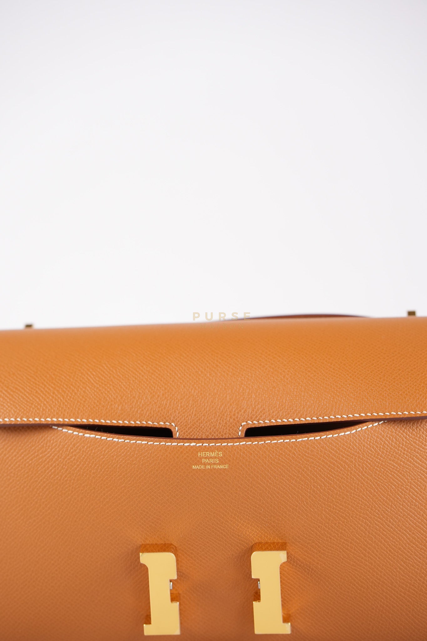 Constance Elan Gold Epsom Leather Gold Hardware Stamp W(2024) | Purse Maison Luxury Bags Shop