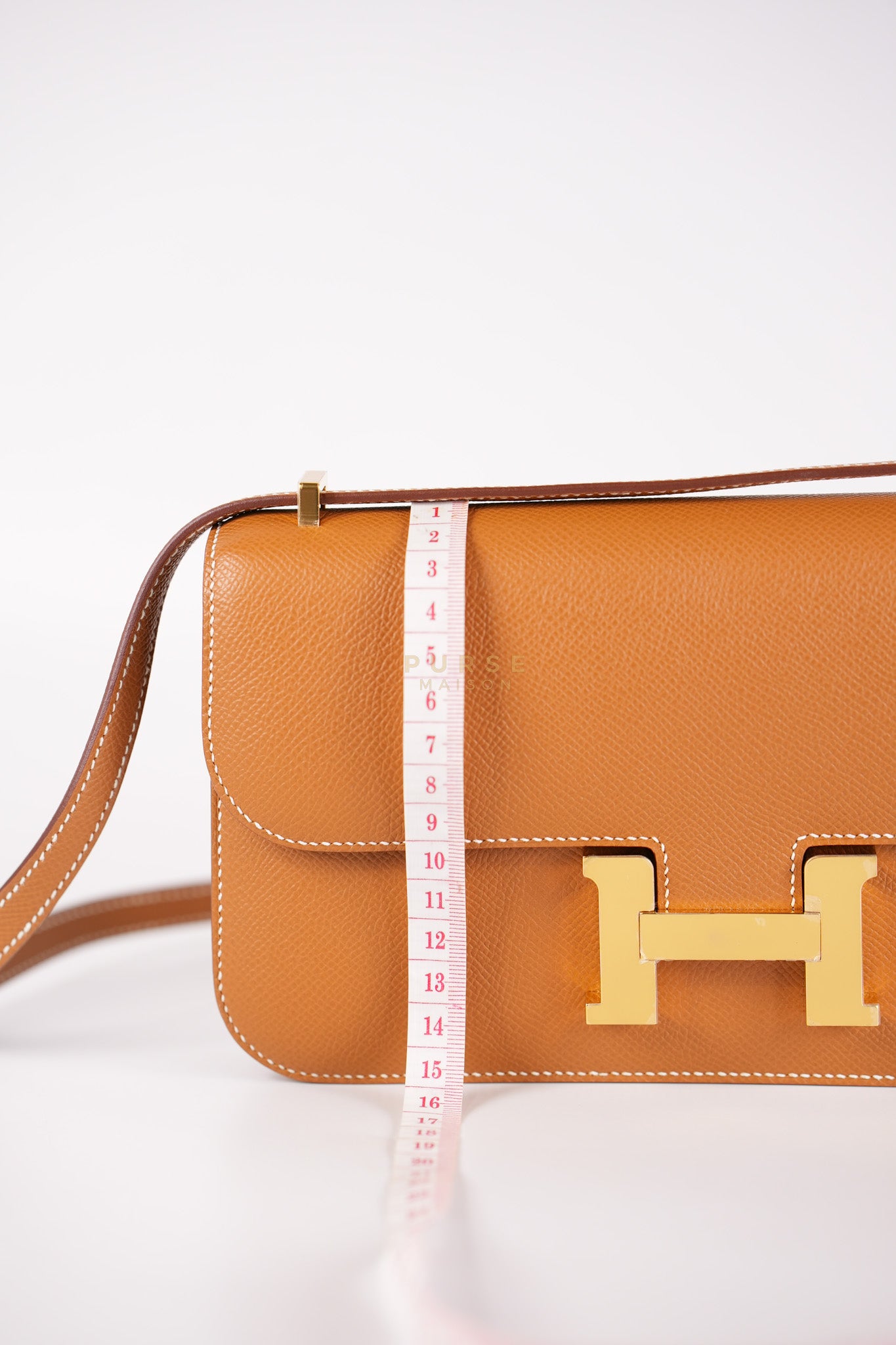 Constance Elan Gold Epsom Leather Gold Hardware Stamp W(2024) | Purse Maison Luxury Bags Shop