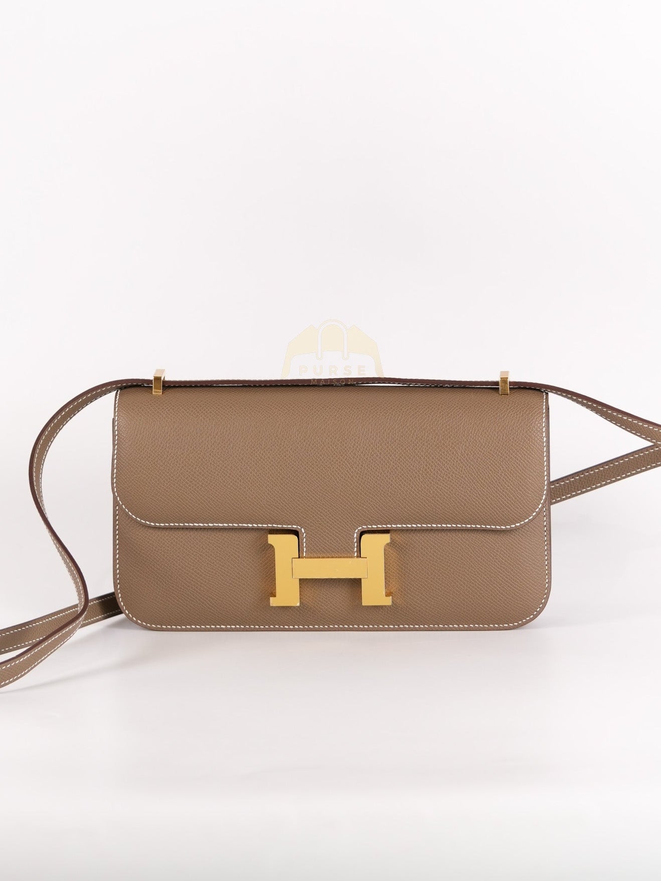 Constance Elan in Etoupe Epsom Leather and Gold Hardware Stamp W (2024) | Purse Maison Luxury Bags Shop