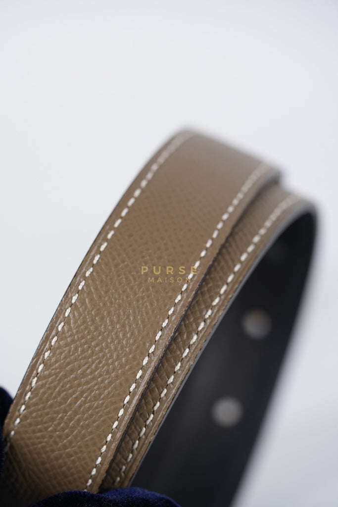 Constance Reversible Belt in Etoupe/Black Epsom Leather and Gold Hardware Stamp D (2019) Size 70cm | Purse Maison Luxury Bags Shop