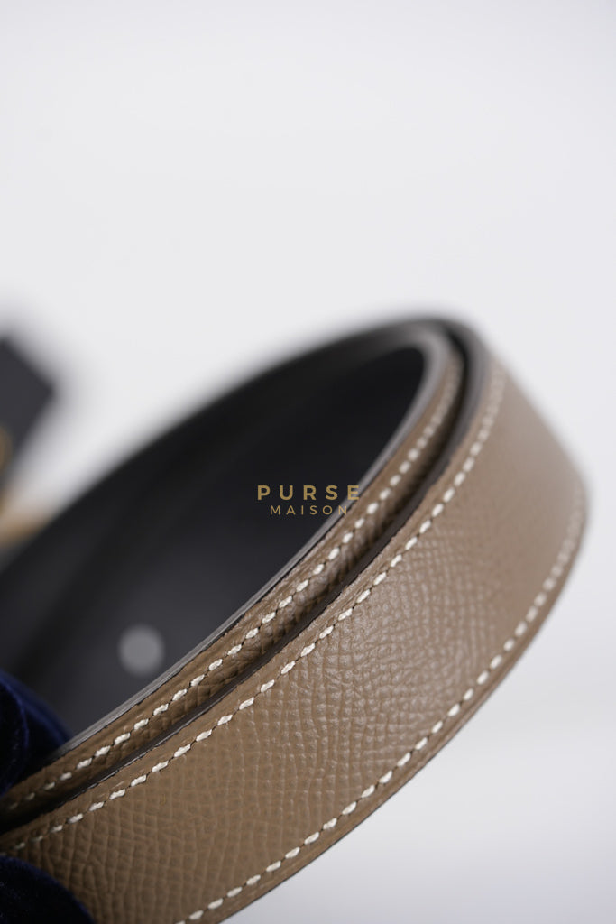 Constance Reversible Belt in Etoupe/Black Epsom Leather and Gold Hardware Stamp D (2019) Size 70cm | Purse Maison Luxury Bags Shop