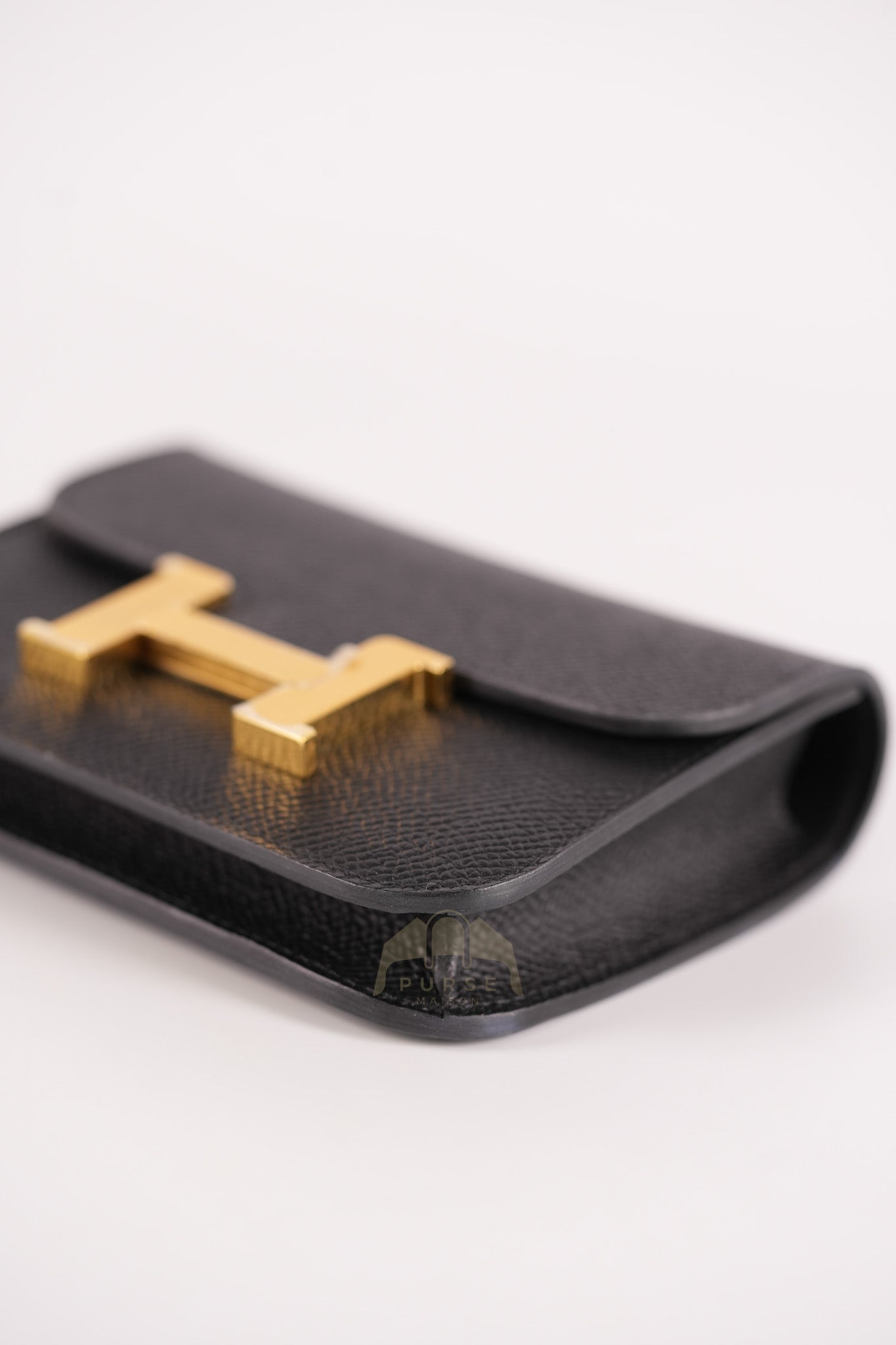 Constance Slim Black in Epsom Leather & Gold Hardware Stamp W (2024) | Purse Maison Luxury Bags Shop