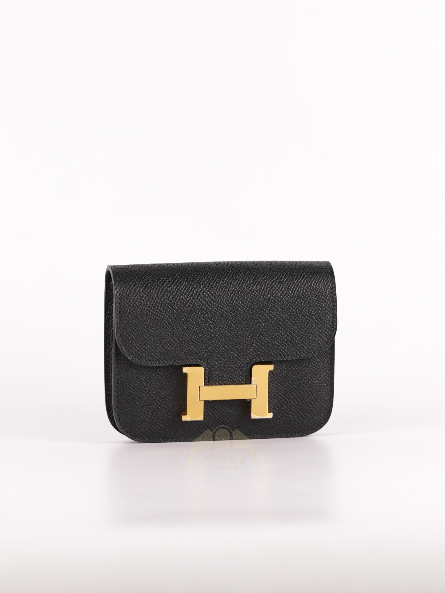 Constance Slim Black in Epsom Leather & Gold Hardware Stamp W (2024) | Purse Maison Luxury Bags Shop