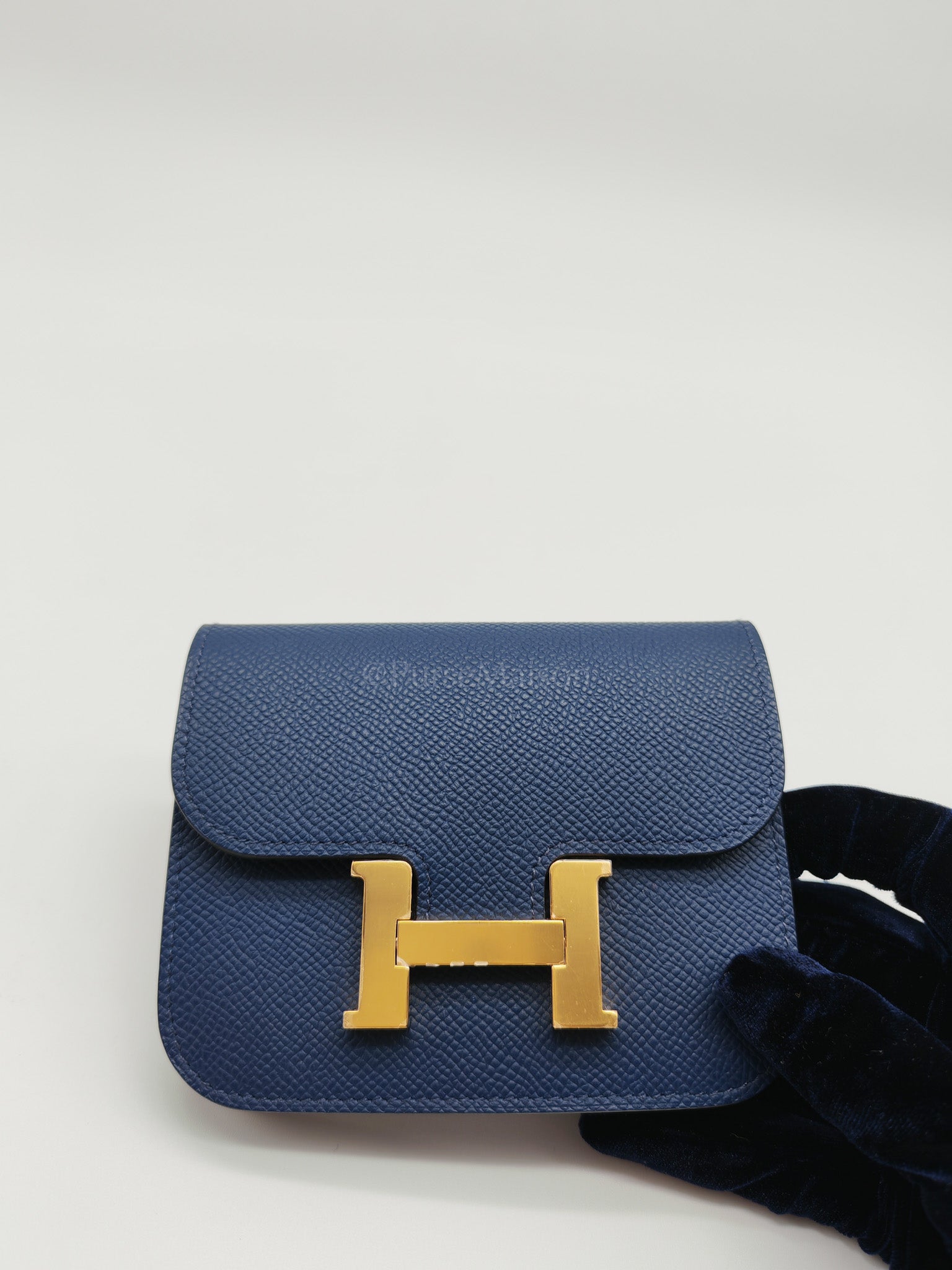 Constance Slim Wallet in Bleu Saphir Epsom Leather Gold Hardware Stamp B(2023) | Purse Maison Luxury Bags Shop