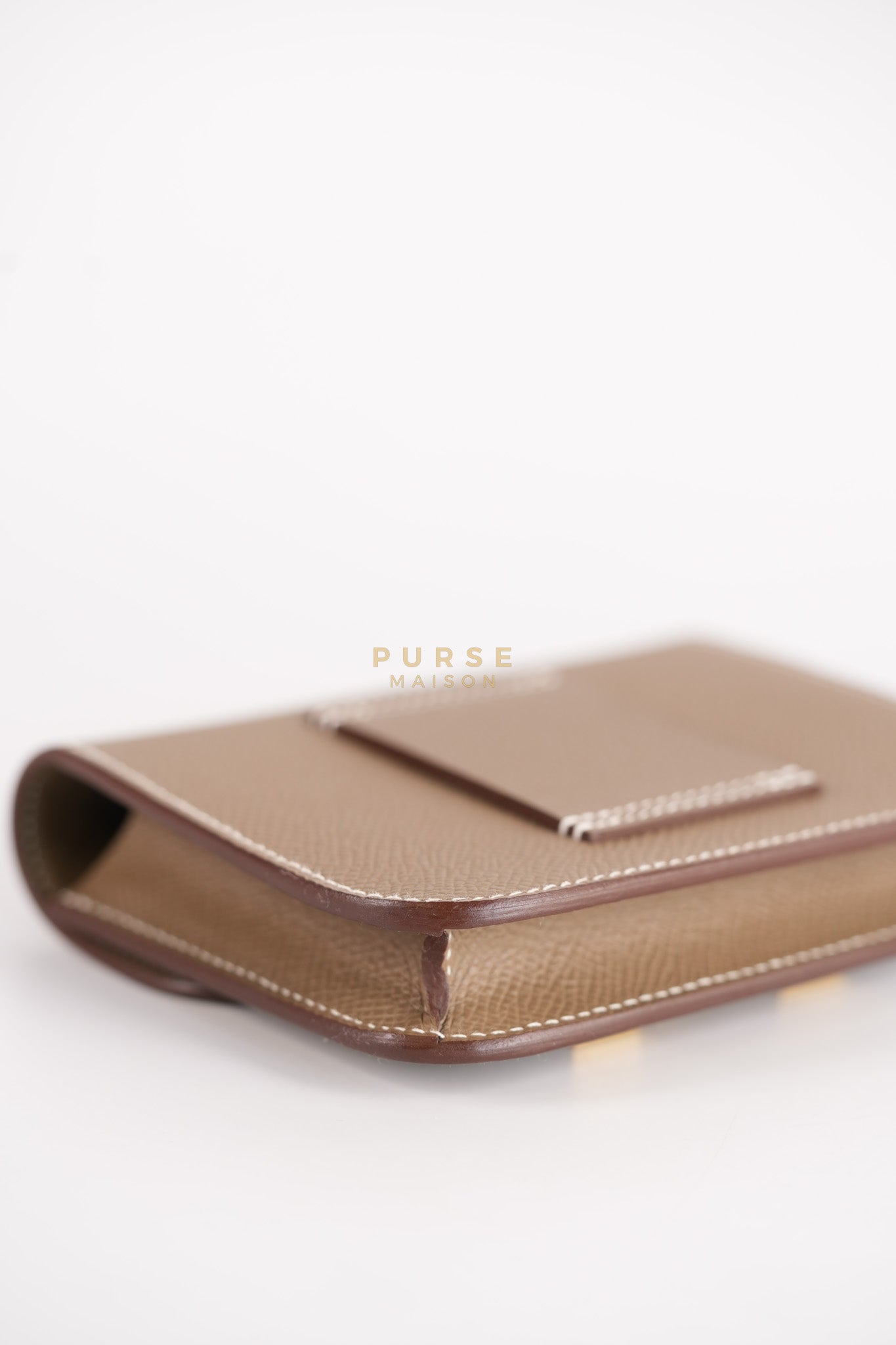 Constance Slim Wallet in Etoupe Epsom Leather & Gold Hardware Stamp W (2024) | Purse Maison Luxury Bags Shop