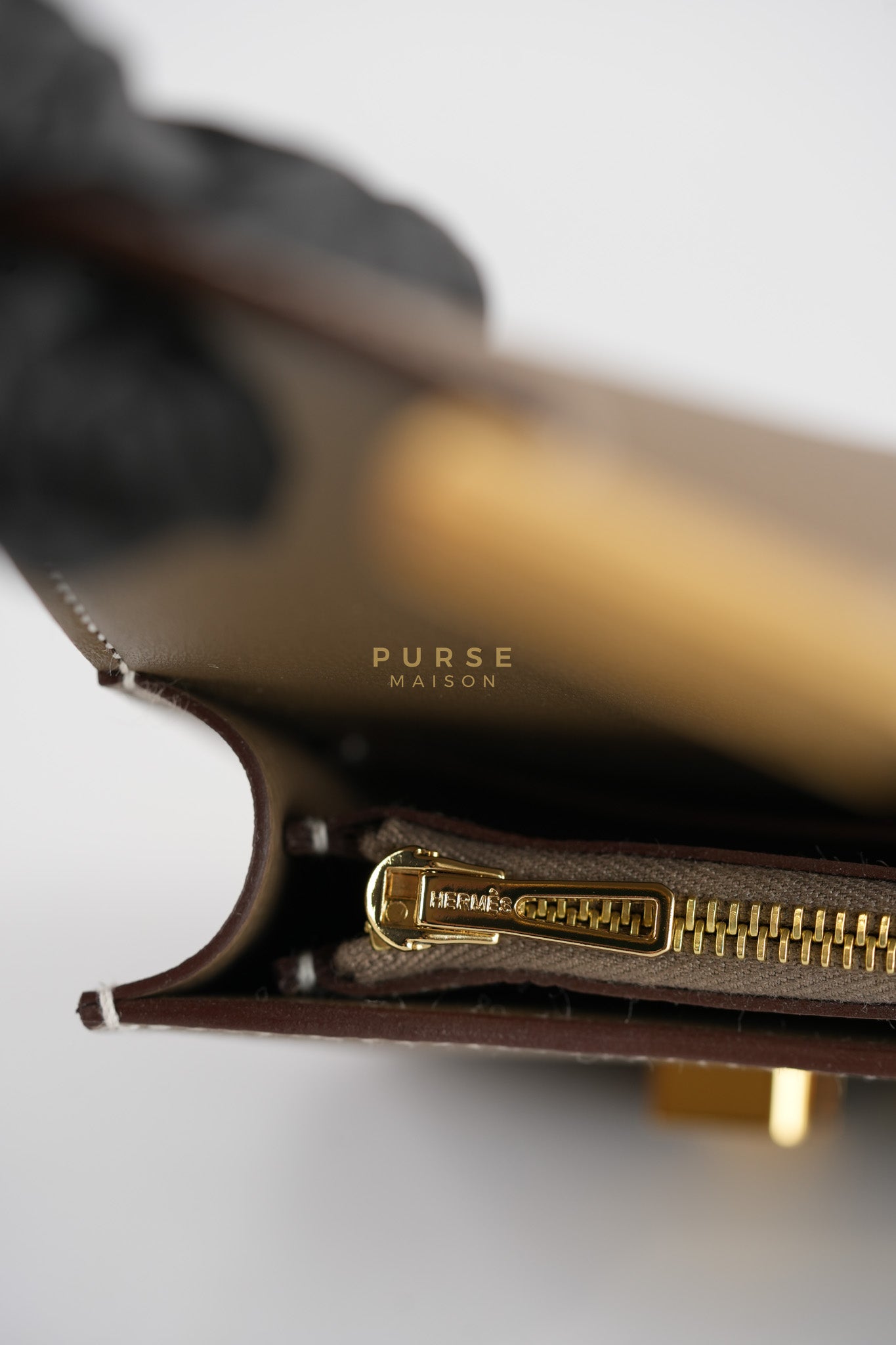 Constance Slim Wallet in Etoupe Epsom Leather & Gold Hardware Stamp W (2024) | Purse Maison Luxury Bags Shop