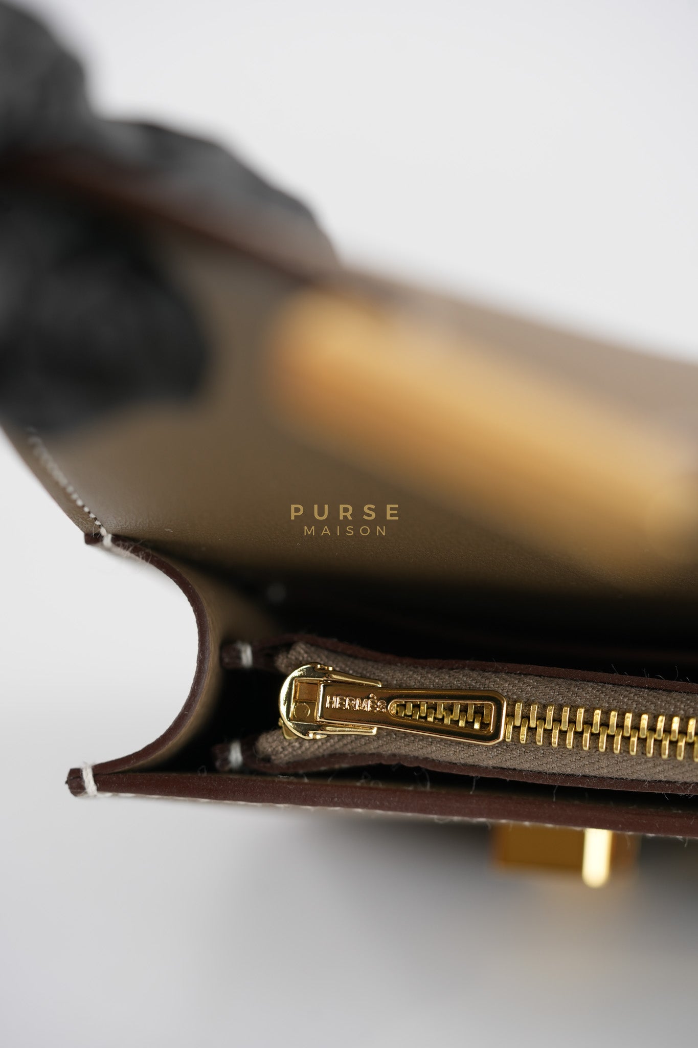 Constance Slim Wallet in Etoupe Epsom Leather & Gold Hardware Stamp W (2024) | Purse Maison Luxury Bags Shop