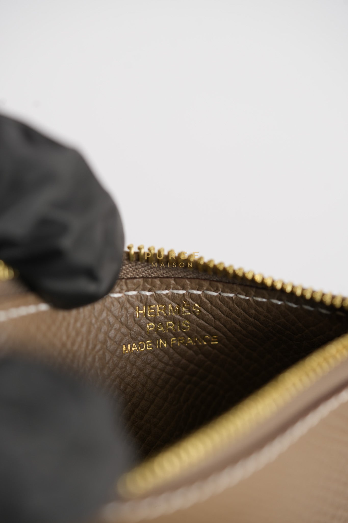 Constance Slim Wallet in Etoupe Epsom Leather & Gold Hardware Stamp W (2024) | Purse Maison Luxury Bags Shop