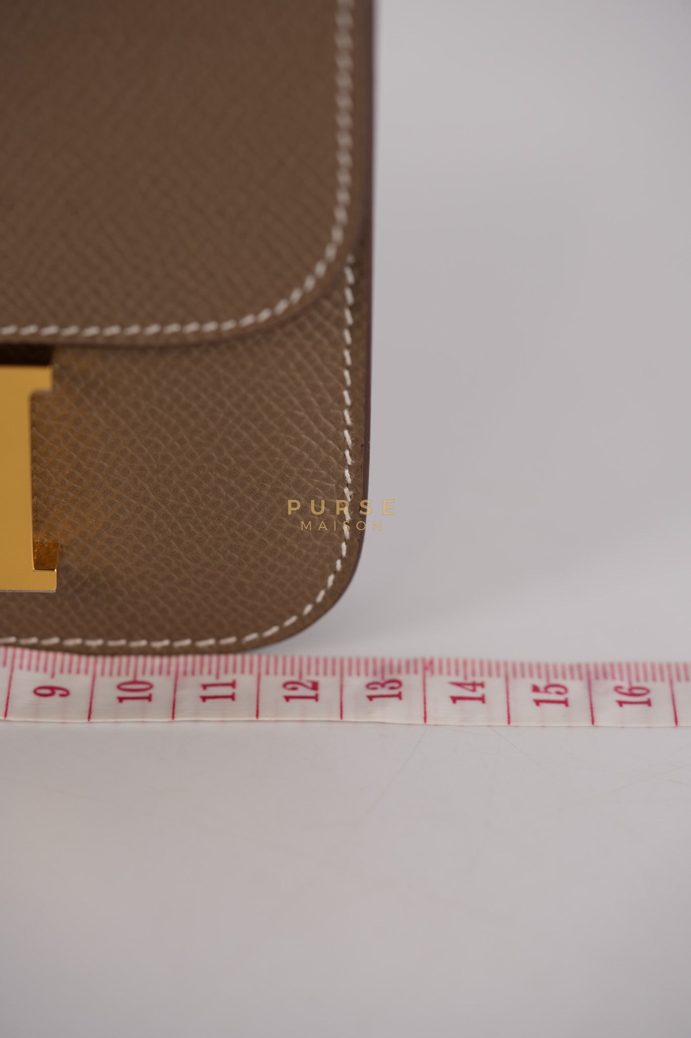 Constance Slim Wallet in Etoupe Epsom Leather & Gold Hardware Stamp W (2024) | Purse Maison Luxury Bags Shop