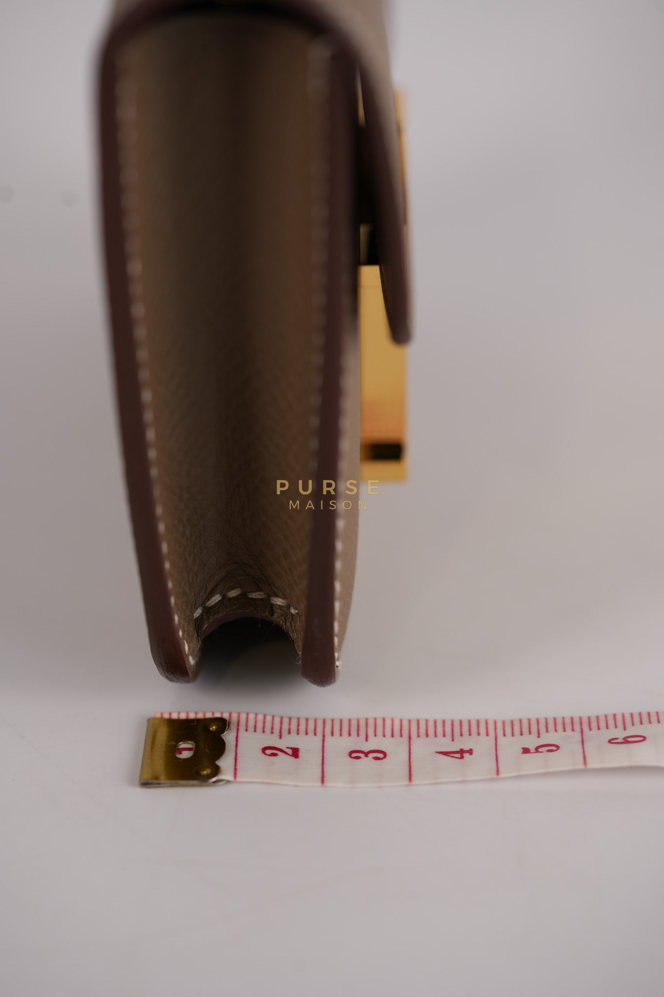 Constance Slim Wallet in Etoupe Epsom Leather & Gold Hardware Stamp W (2024) | Purse Maison Luxury Bags Shop