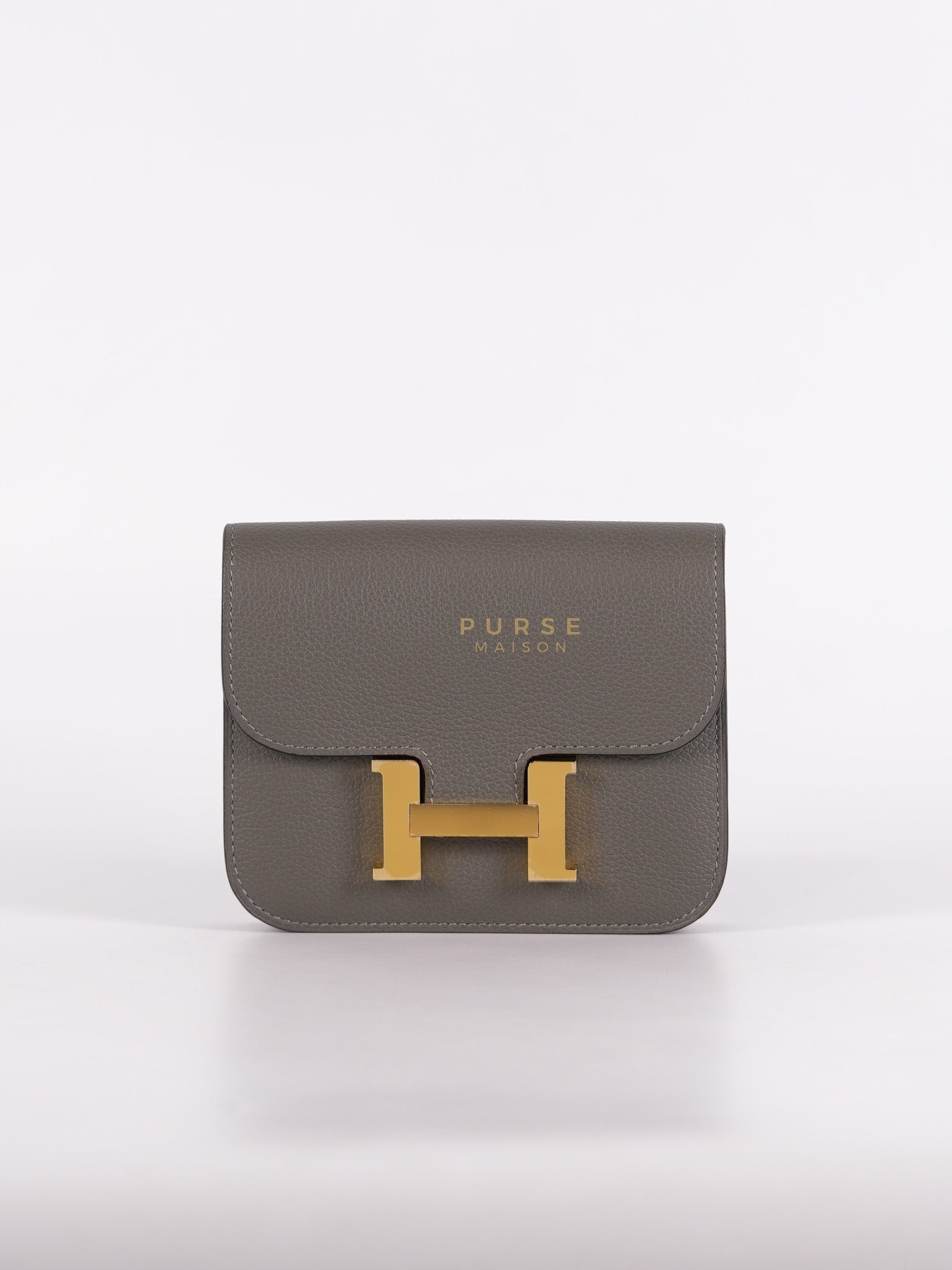 Constance Slim Wallet in Gris Meyer Evercolor Gold Hardware Stamp W(2024) | Purse Maison Luxury Bags Shop