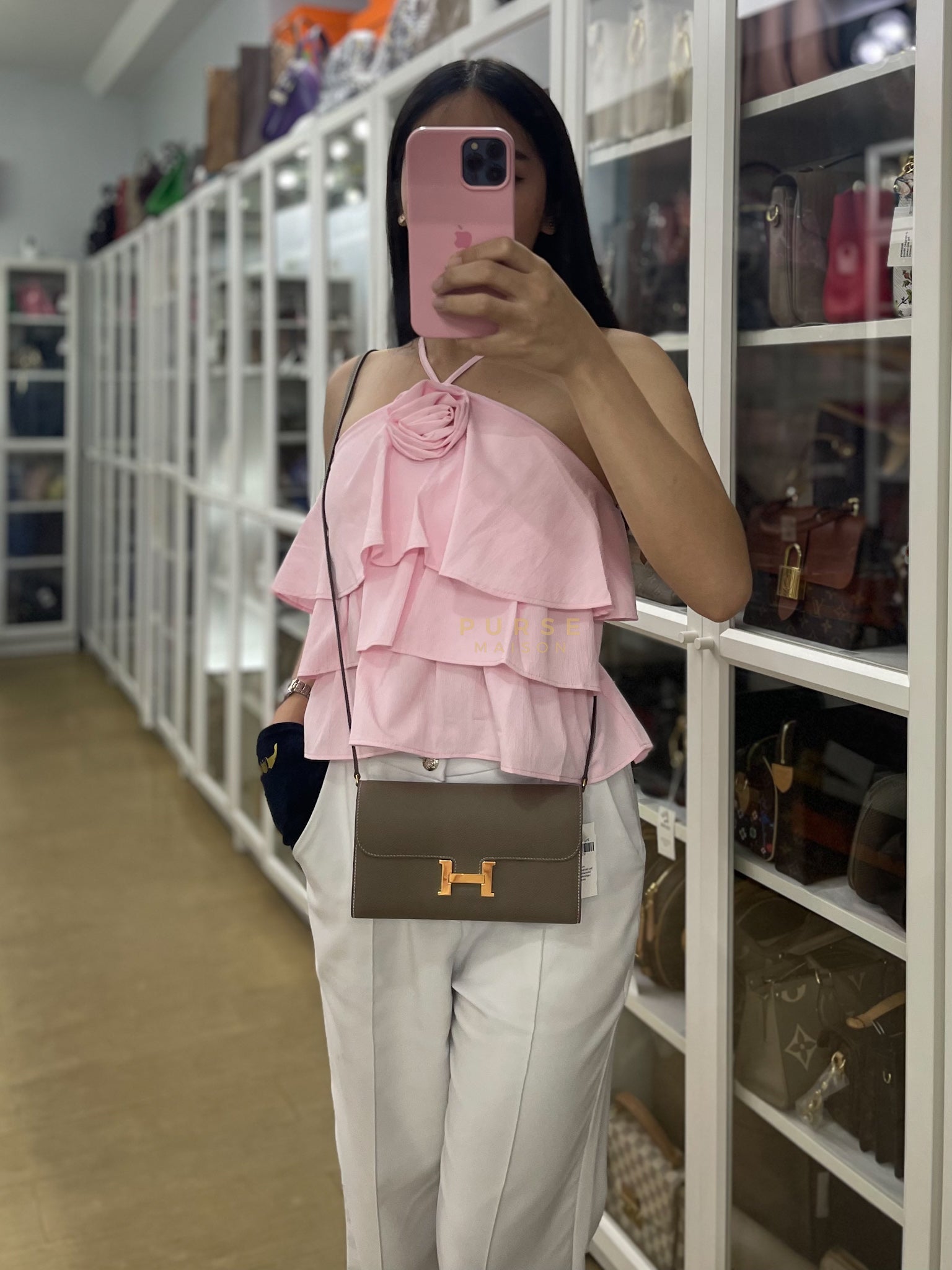 Constance To Go Etoupe Epsom Leather Gold Hardware Stamp B(2023) | Purse Maison Luxury Bags Shop