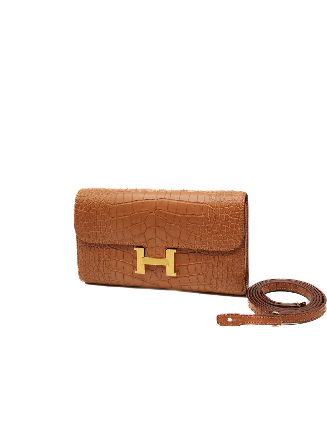 Constance To Go in Gold Matte Aligator Leather Gold Hardware Stamp Z(2021) | Purse Maison Luxury Bags Shop
