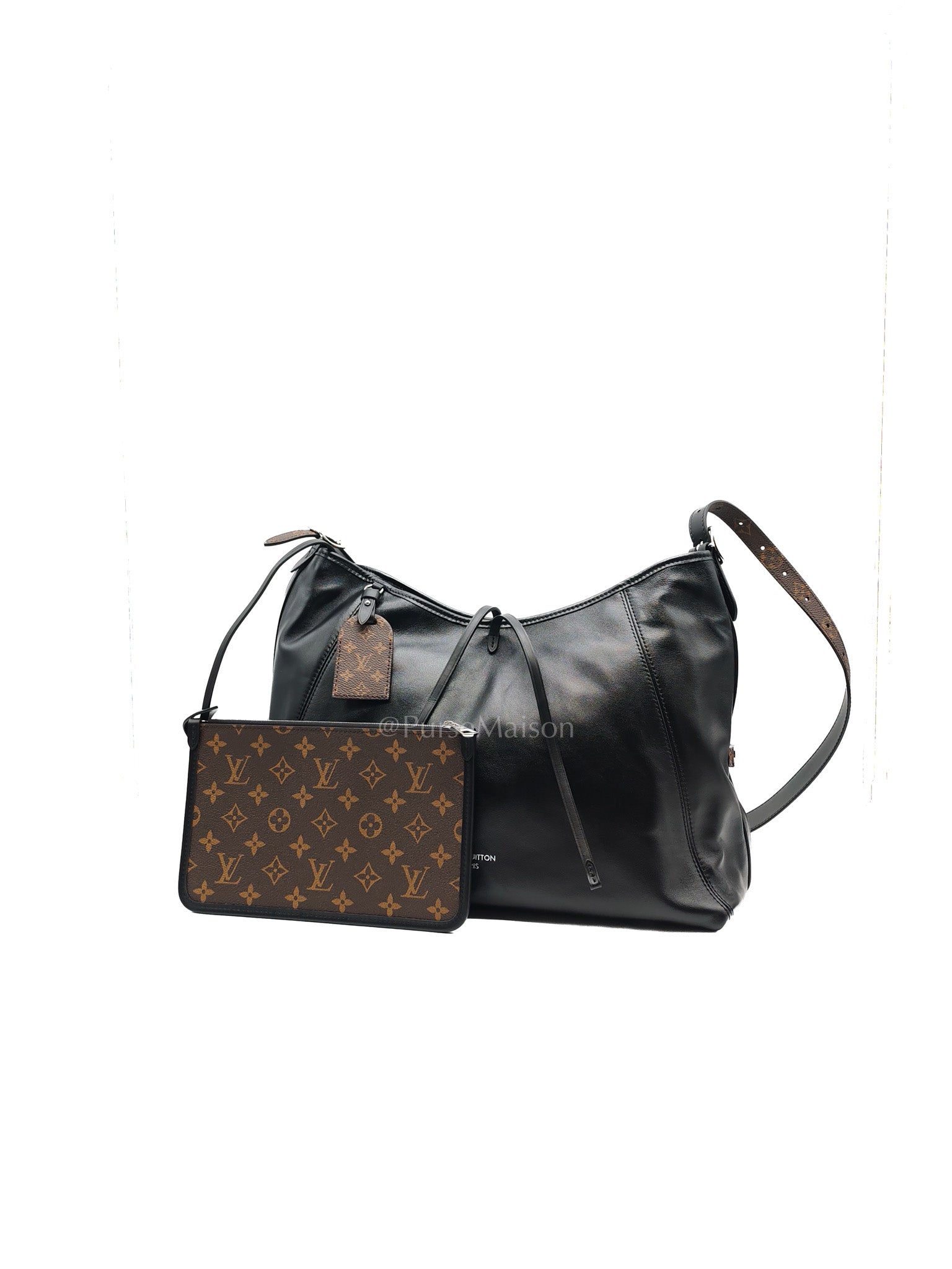 Carry All Vibe MM in Black Lambskin Leather & Silver Hardware Microchip
