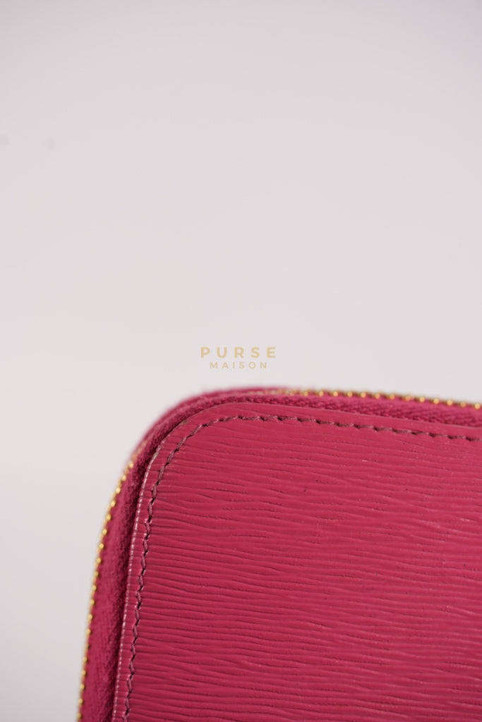 Continental Logo Long Zip Wallet in Pink Saffiano Leather & Gold Hardware | Purse Maison Luxury Bags Shop