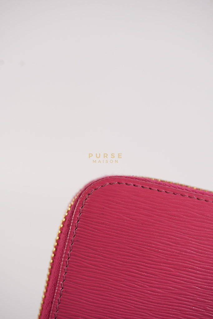 Continental Logo Long Zip Wallet in Pink Saffiano Leather & Gold Hardware | Purse Maison Luxury Bags Shop