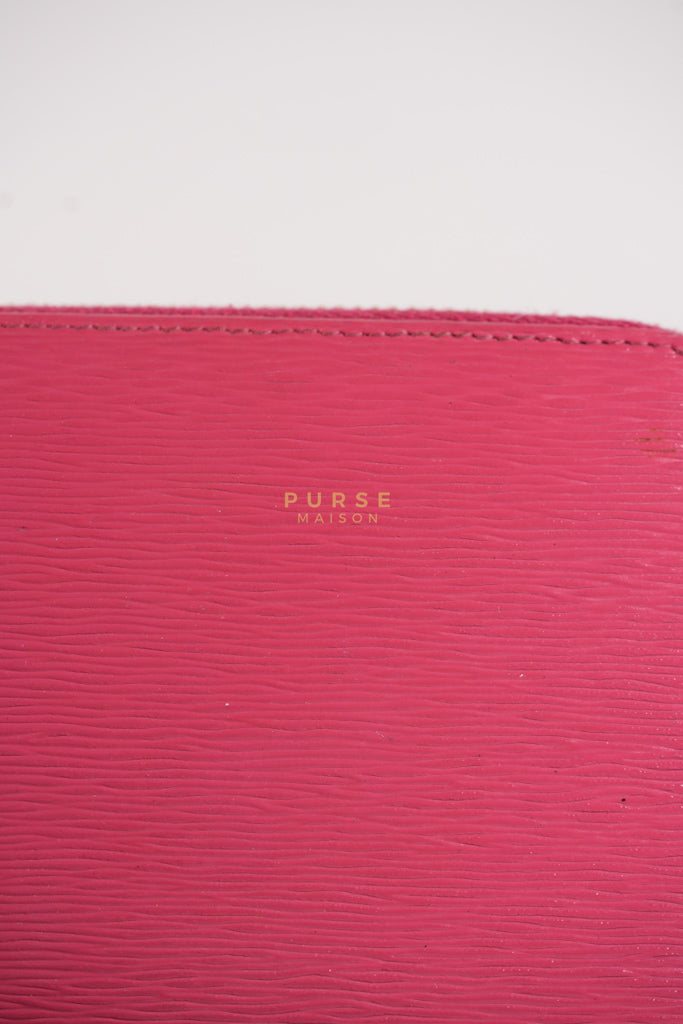 Continental Logo Long Zip Wallet in Pink Saffiano Leather & Gold Hardware | Purse Maison Luxury Bags Shop