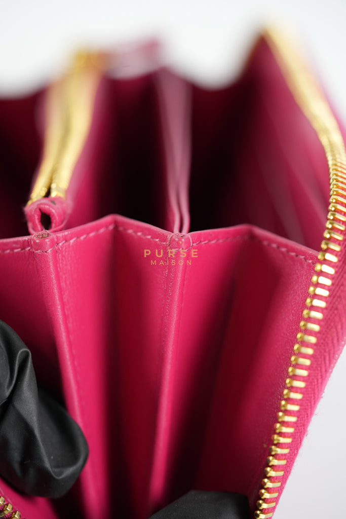 Continental Logo Long Zip Wallet in Pink Saffiano Leather & Gold Hardware | Purse Maison Luxury Bags Shop