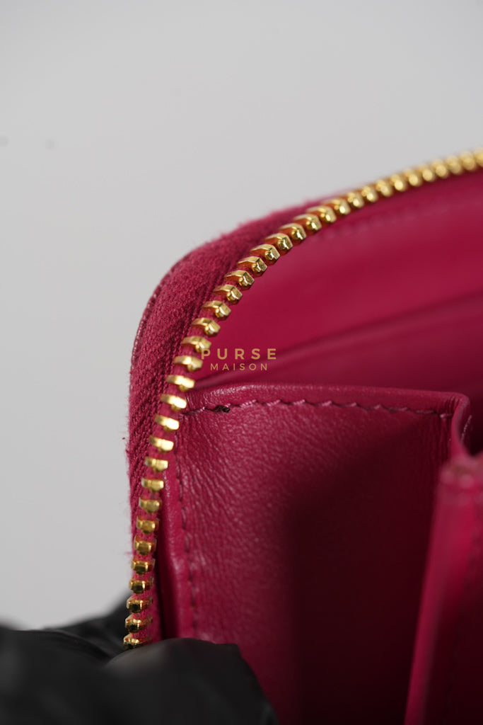 Continental Logo Long Zip Wallet in Pink Saffiano Leather & Gold Hardware | Purse Maison Luxury Bags Shop