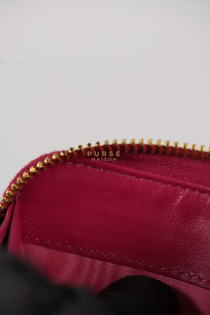 Continental Logo Long Zip Wallet in Pink Saffiano Leather & Gold Hardware | Purse Maison Luxury Bags Shop