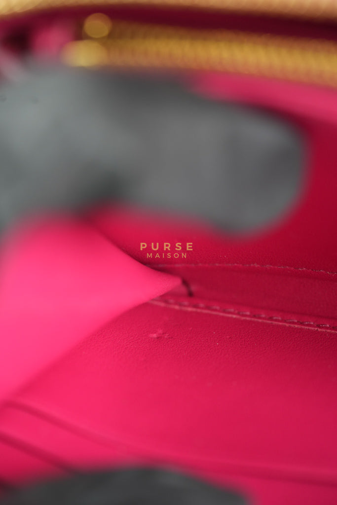 Continental Logo Long Zip Wallet in Pink Saffiano Leather & Gold Hardware | Purse Maison Luxury Bags Shop