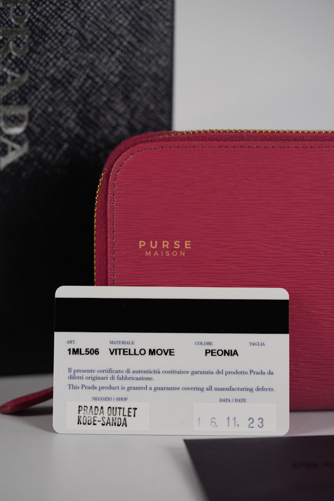 Continental Logo Long Zip Wallet in Pink Saffiano Leather & Gold Hardware | Purse Maison Luxury Bags Shop