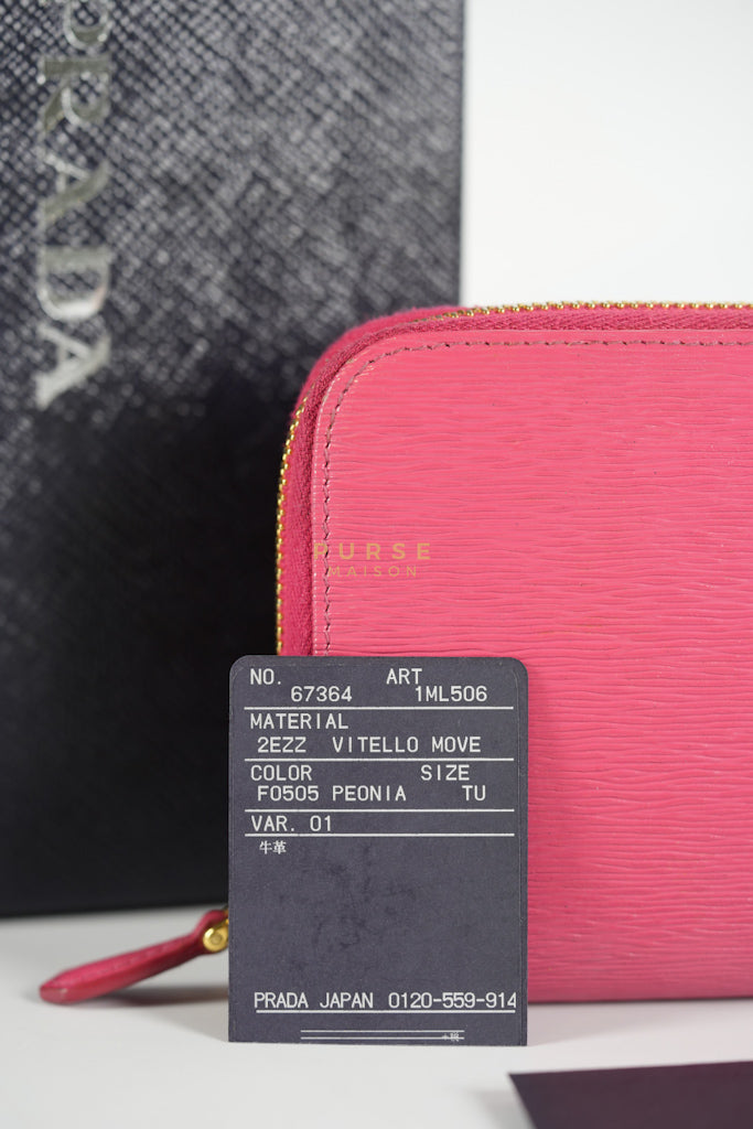 Continental Logo Long Zip Wallet in Pink Saffiano Leather & Gold Hardware | Purse Maison Luxury Bags Shop