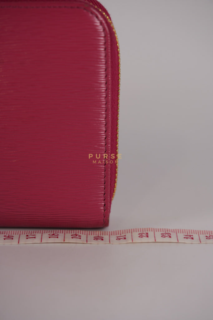 Continental Logo Long Zip Wallet in Pink Saffiano Leather & Gold Hardware | Purse Maison Luxury Bags Shop