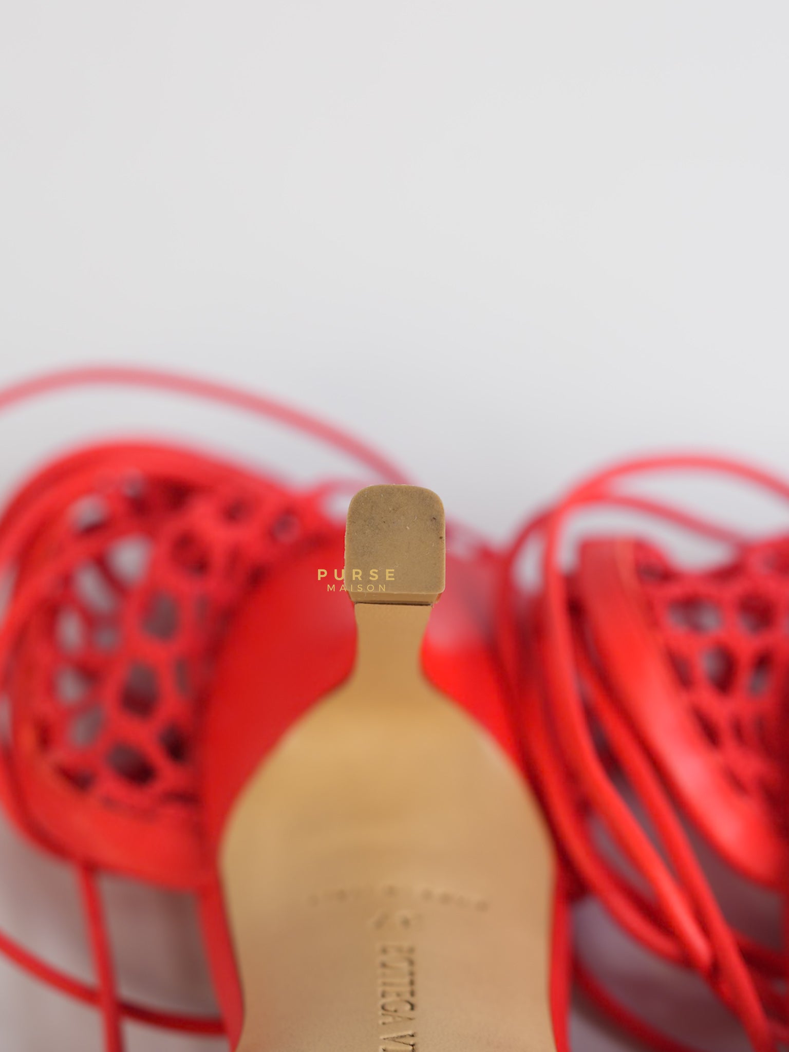 Coral Red Mesh and Leather Stretch Wrap Pumps Size 37 | Purse Maison Luxury Bags Shop