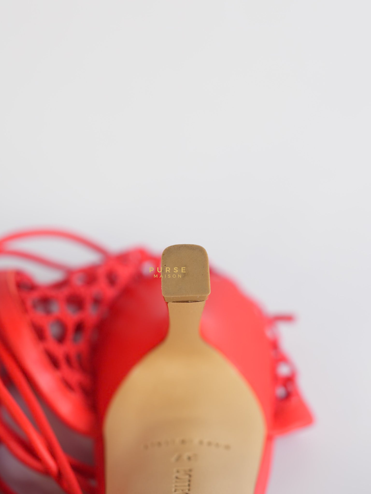 Coral Red Mesh and Leather Stretch Wrap Pumps Size 37 | Purse Maison Luxury Bags Shop