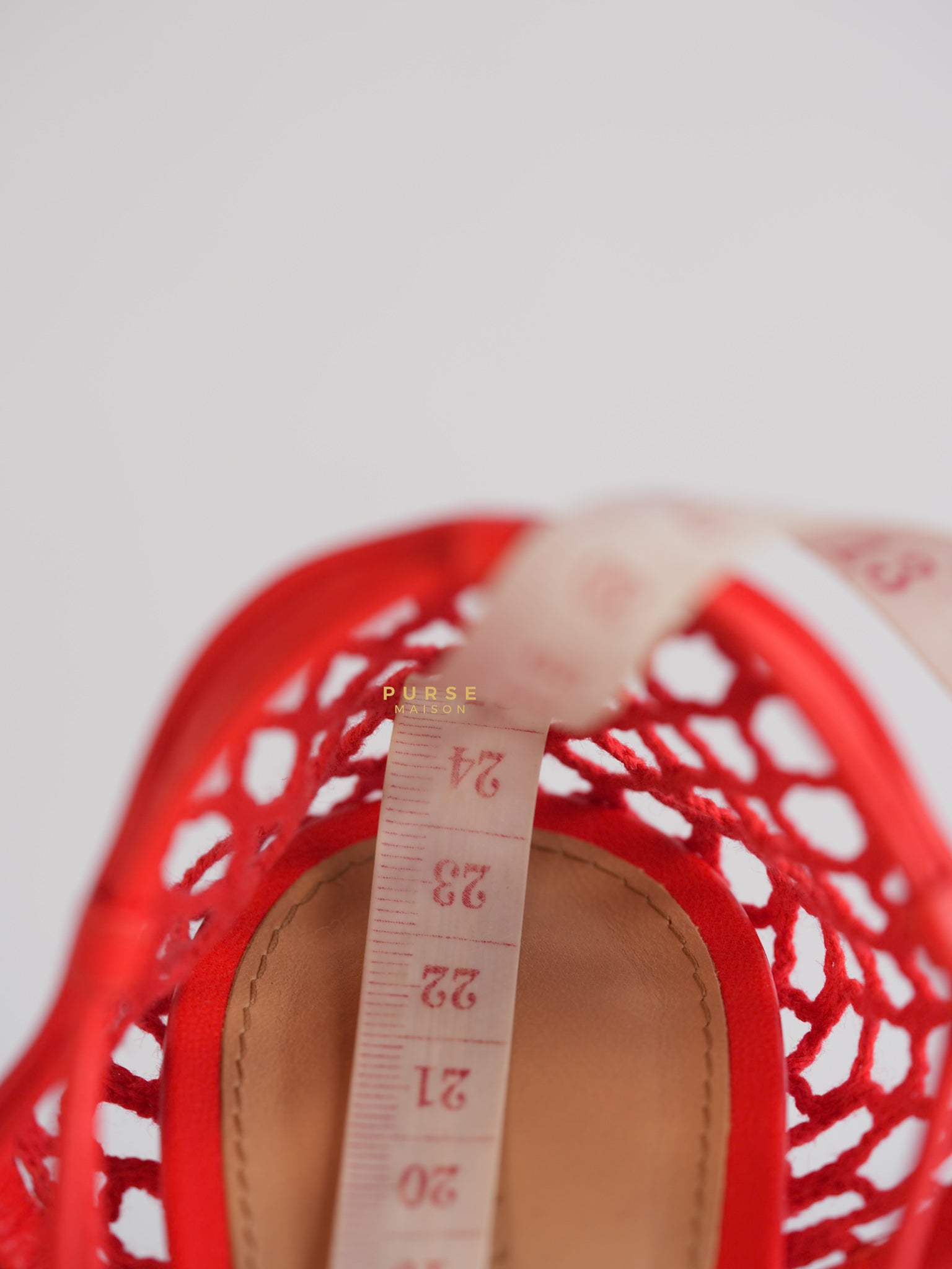Coral Red Mesh and Leather Stretch Wrap Pumps Size 37 | Purse Maison Luxury Bags Shop