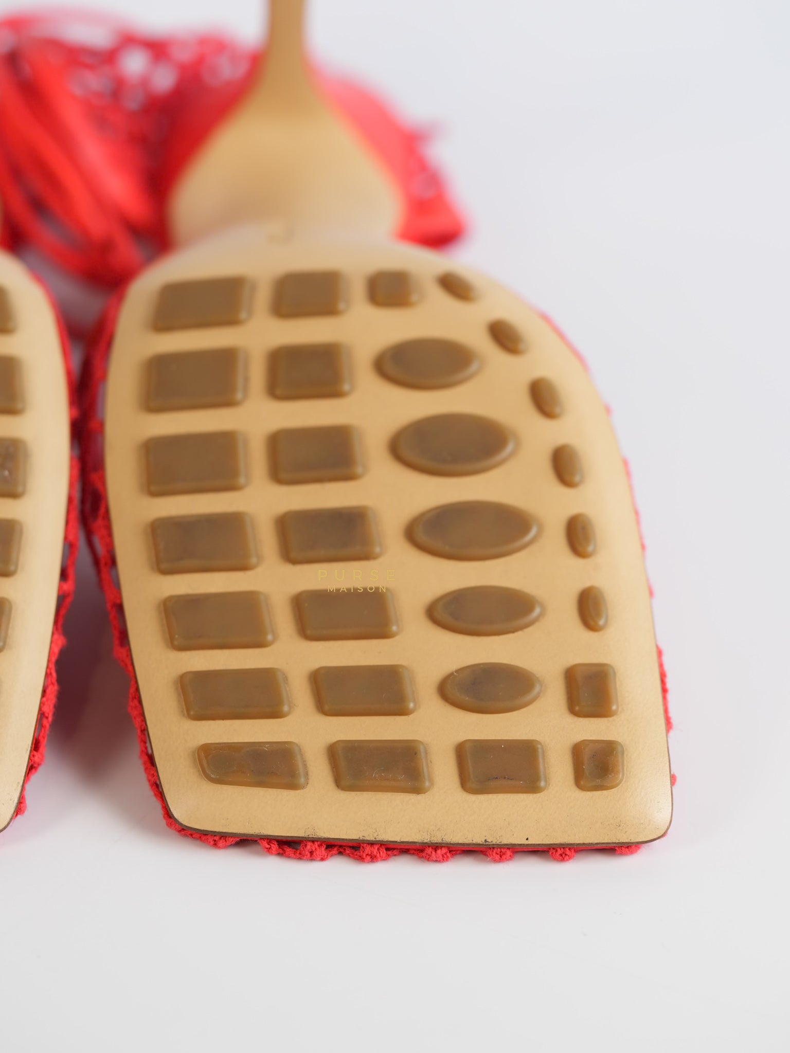 Coral Red Mesh and Leather Stretch Wrap Pumps Size 37 | Purse Maison Luxury Bags Shop