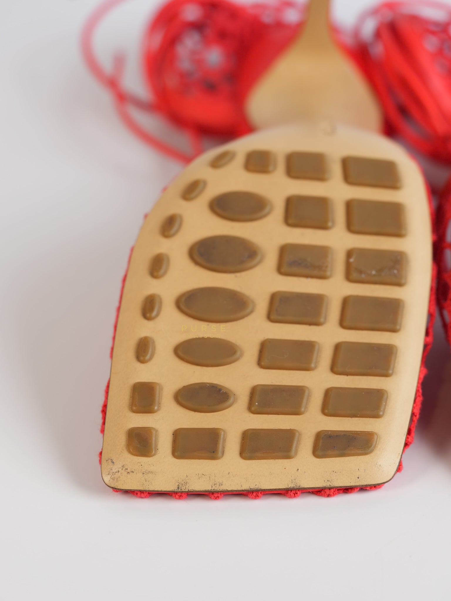 Coral Red Mesh and Leather Stretch Wrap Pumps Size 37 | Purse Maison Luxury Bags Shop