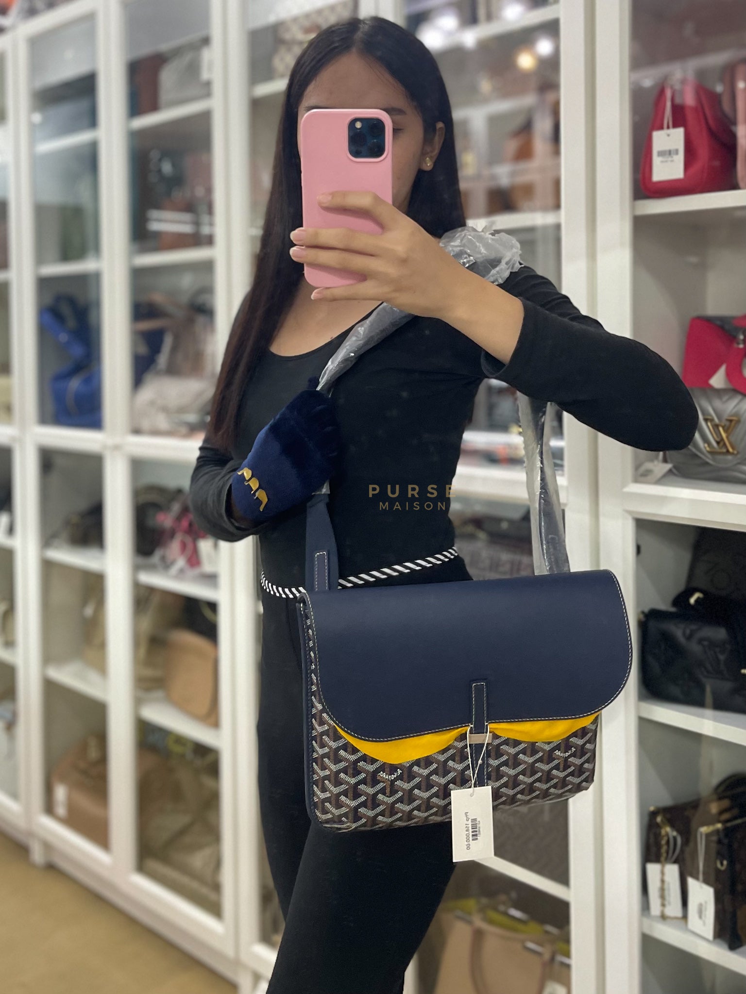 Coursier PM in Navy Blue | Purse Maison Luxury Bags Shop