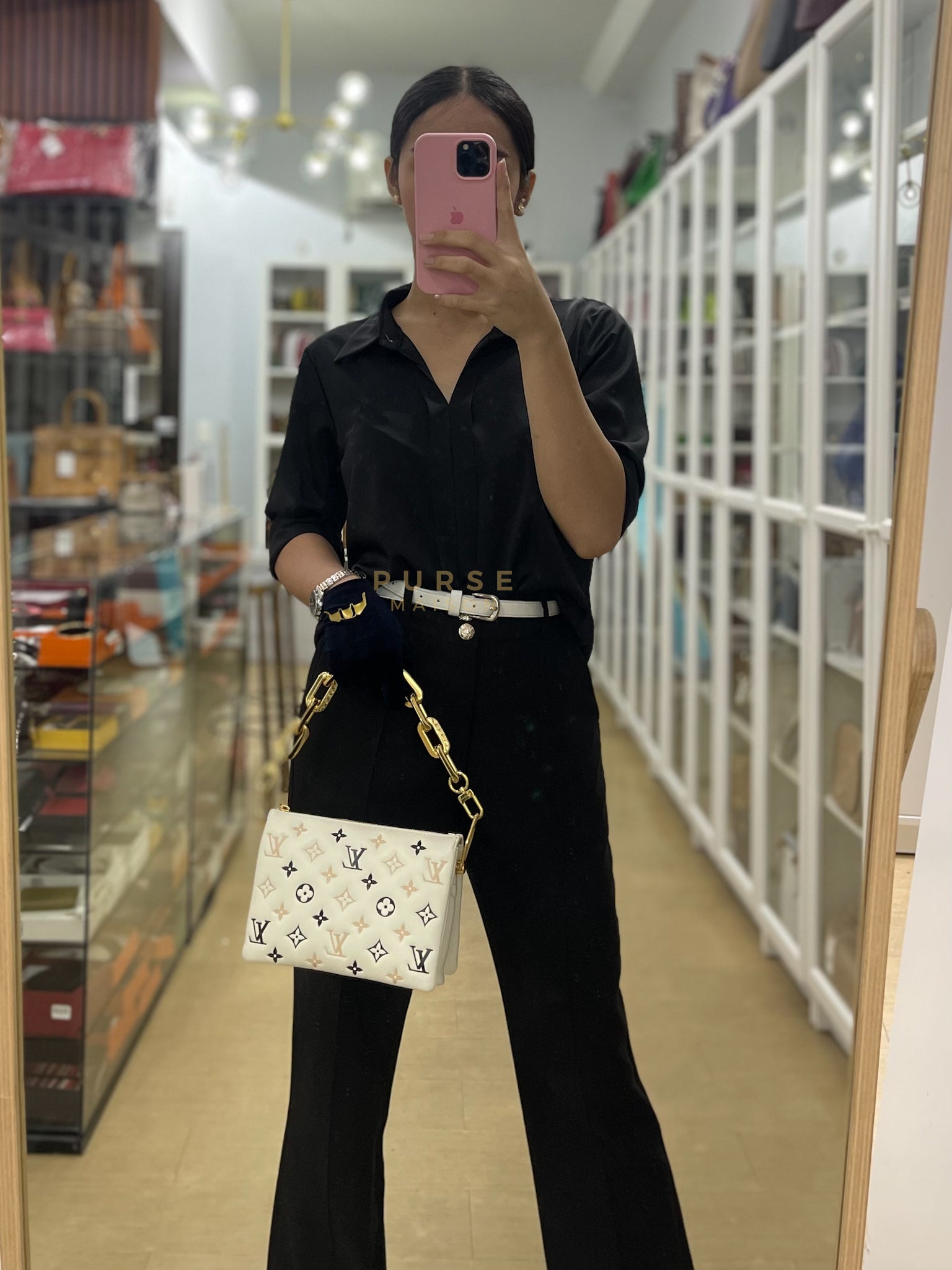 Coussin BB in Tricolor Embossed Monogram Calfskin Leather (Microchip) | Purse Maison Luxury Bags Shop